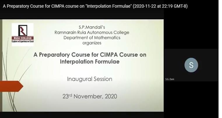 A Preparatory Course for CIMPA course on Interpolation Formulae