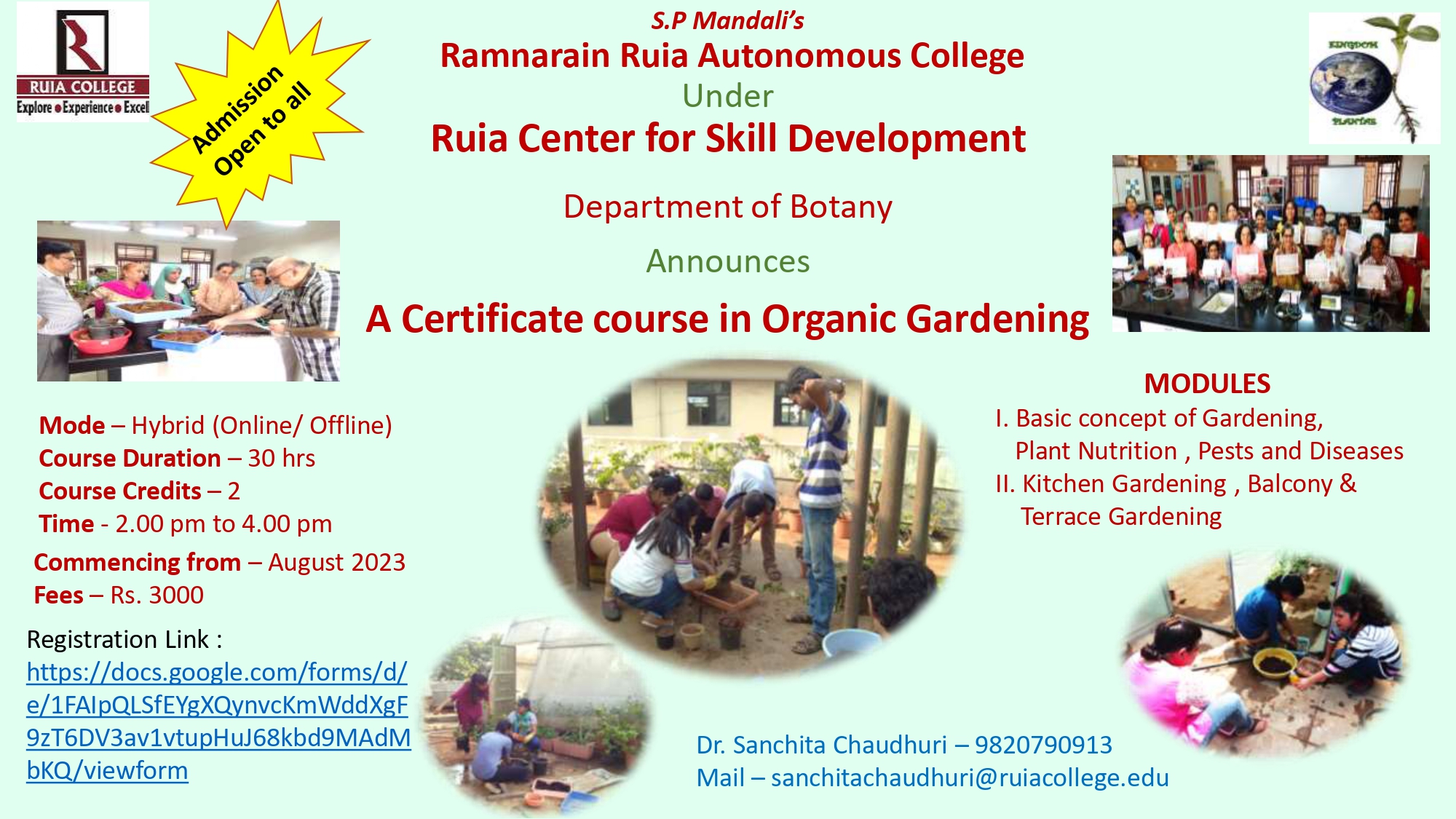 A Certificate course in Organic Gardening