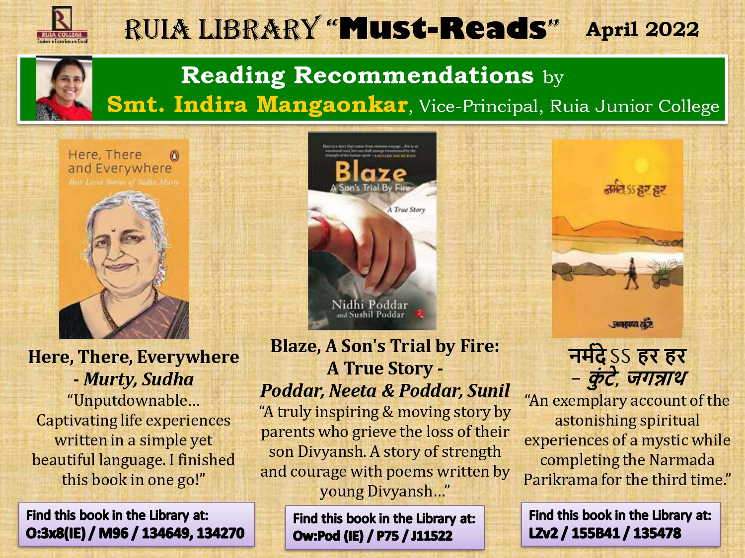 Must Reads Ruia Recommended Books April 2022