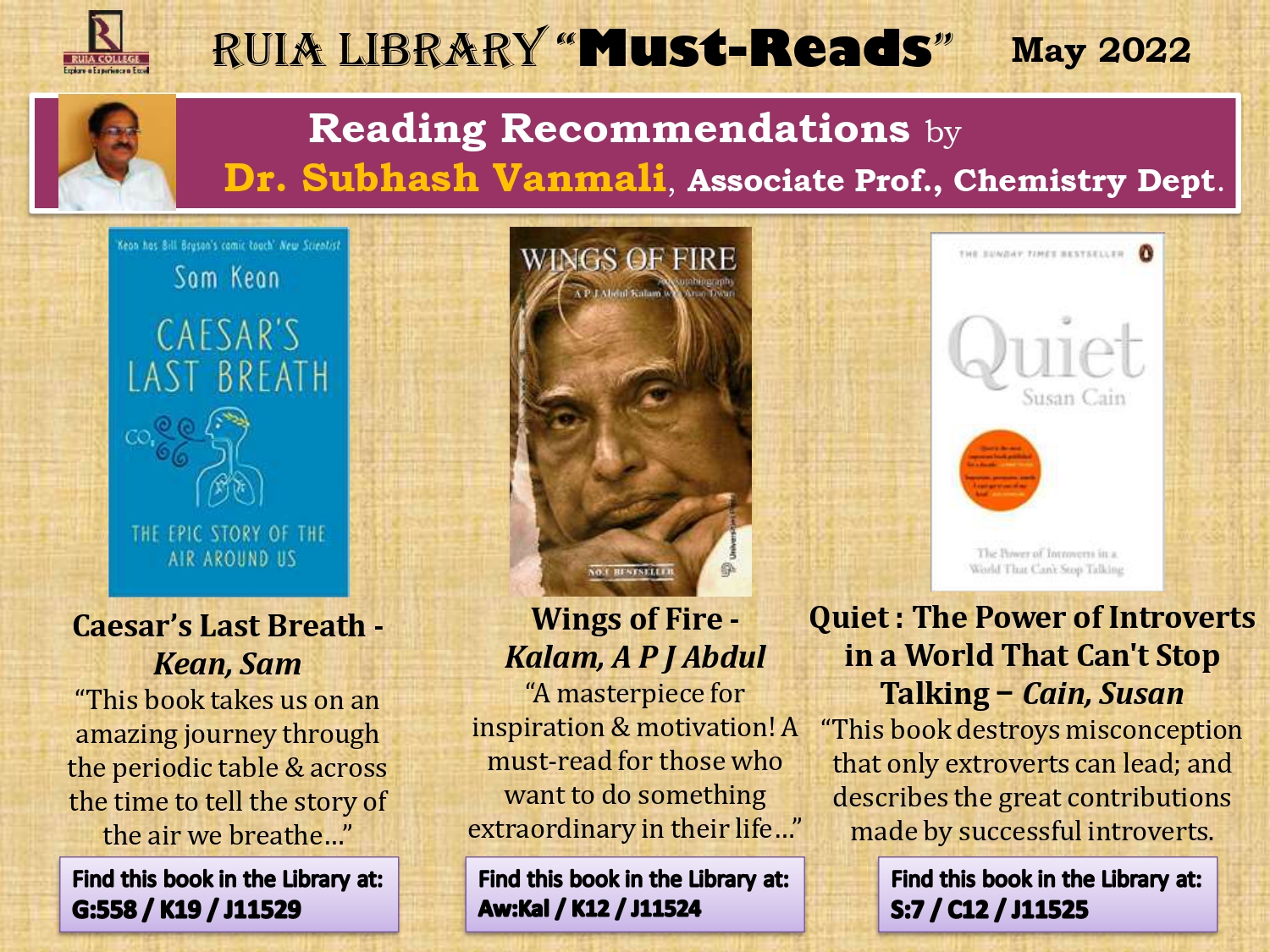 Must Reads Ruia Recommended Books May 2022