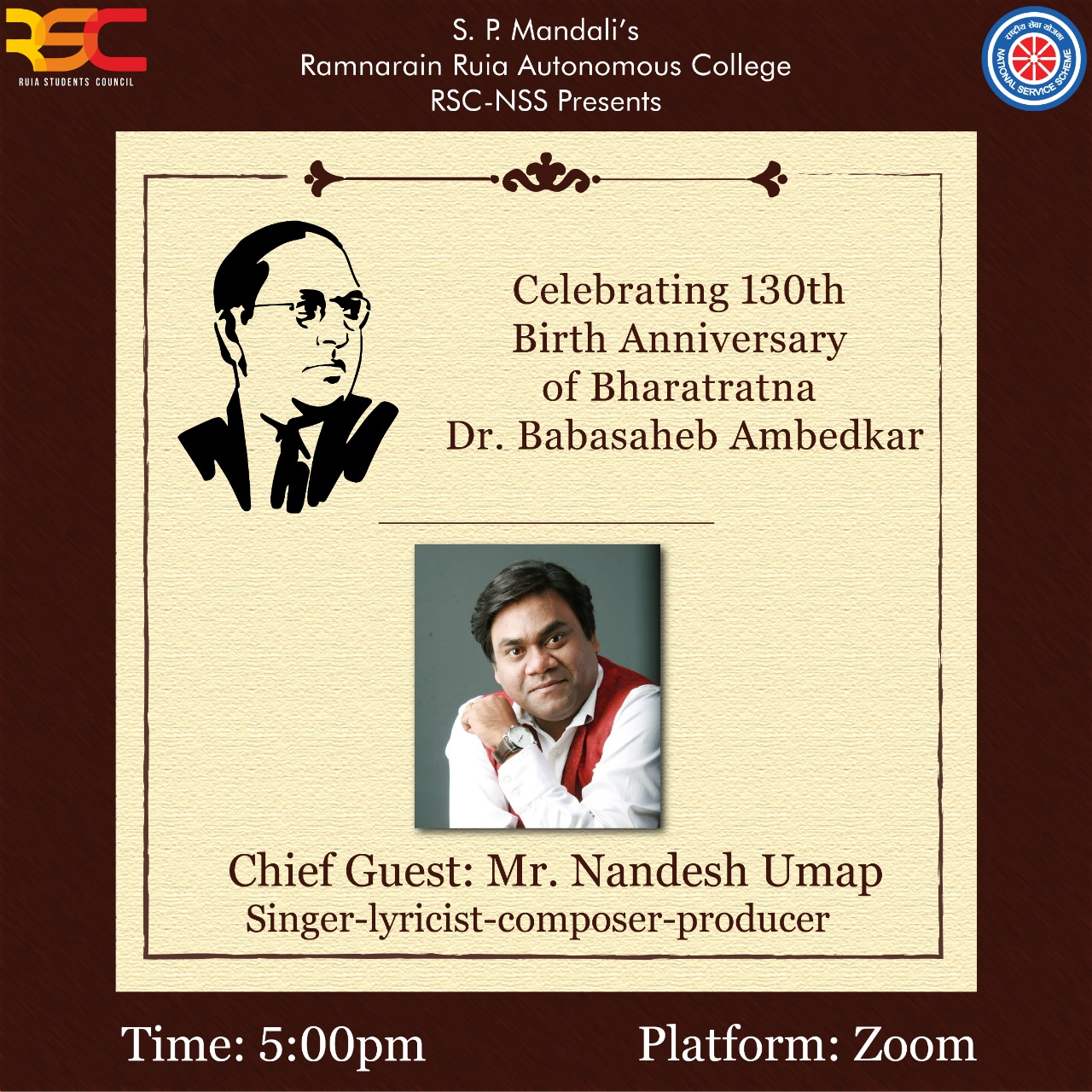 celebrations of 130th birth anniversary of Dr. B.R. Ambedkar Jointly Hosted by RSC-VPM in collaboration with our NSS unit