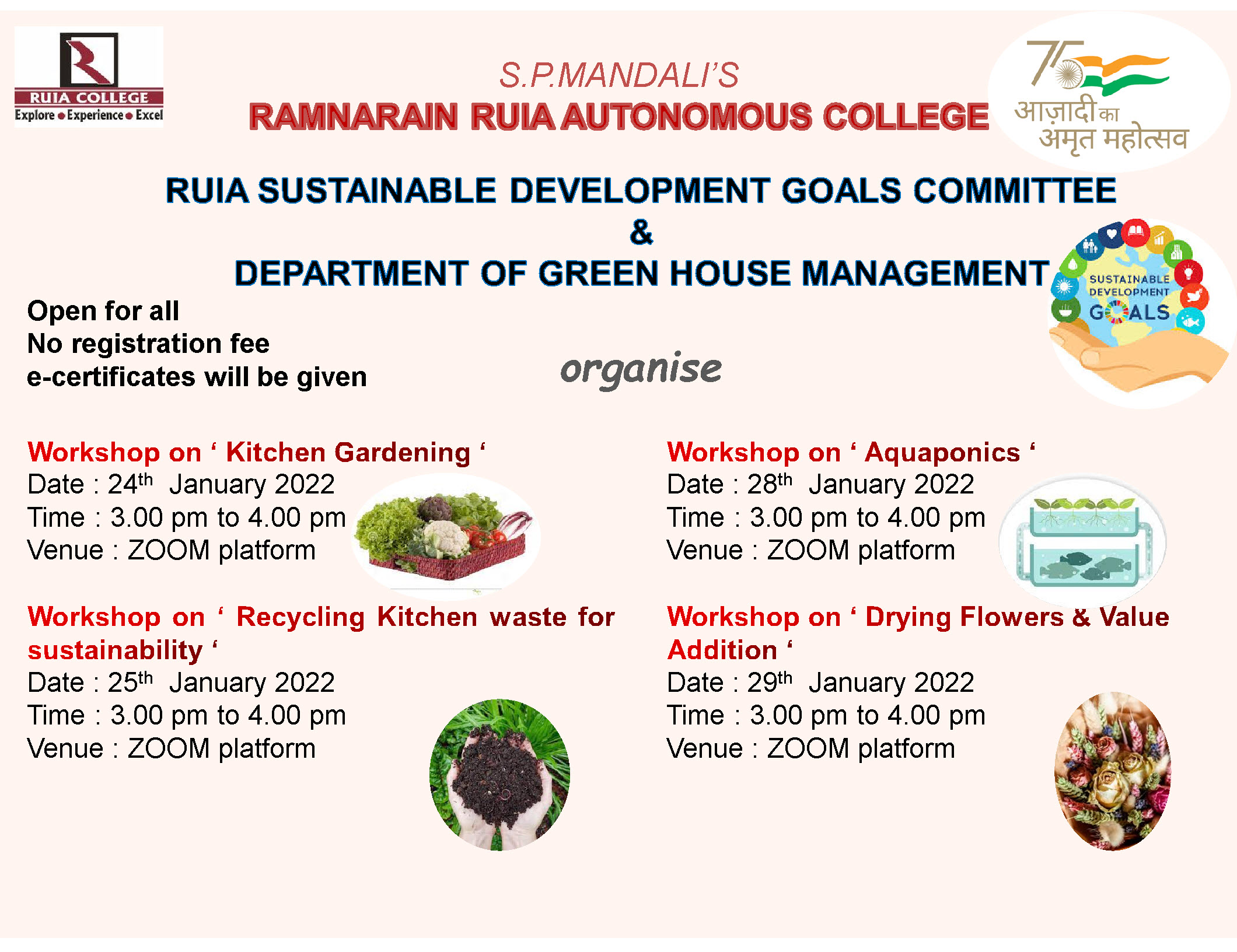 Free Workshops by Green house Management Ramnarain Ruia Autonomous College