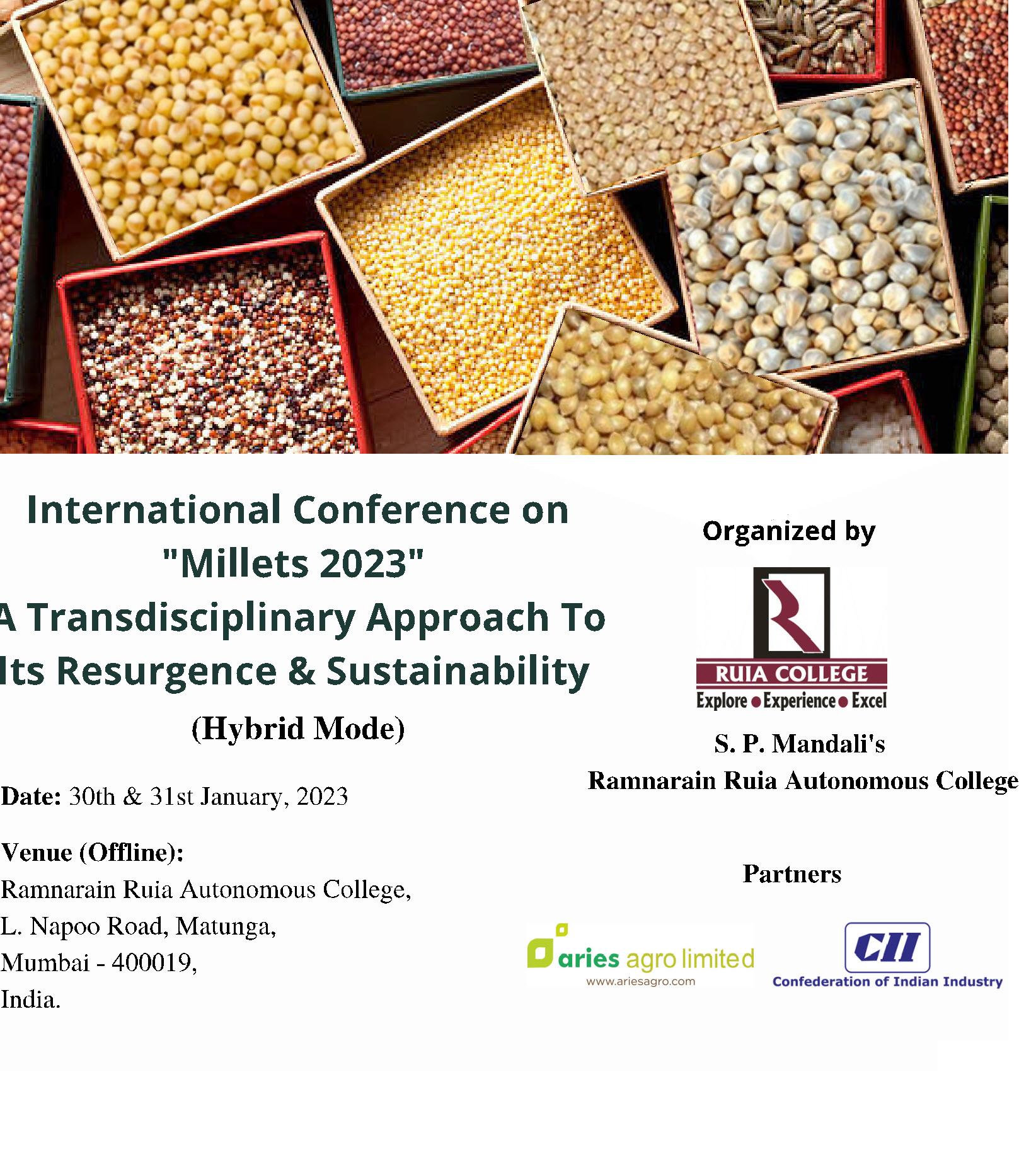 International Conference on "Millets 2023": A Transdisciplinary Approach to its Resurgence and Sustainability (ICM-2023)