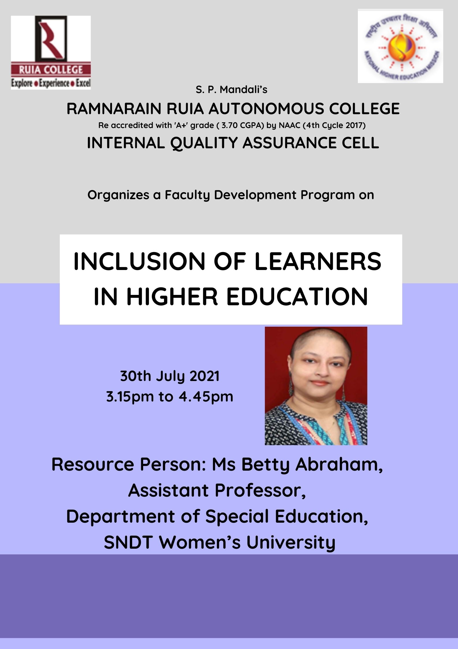 Inclusion of Learners in Higher Education
